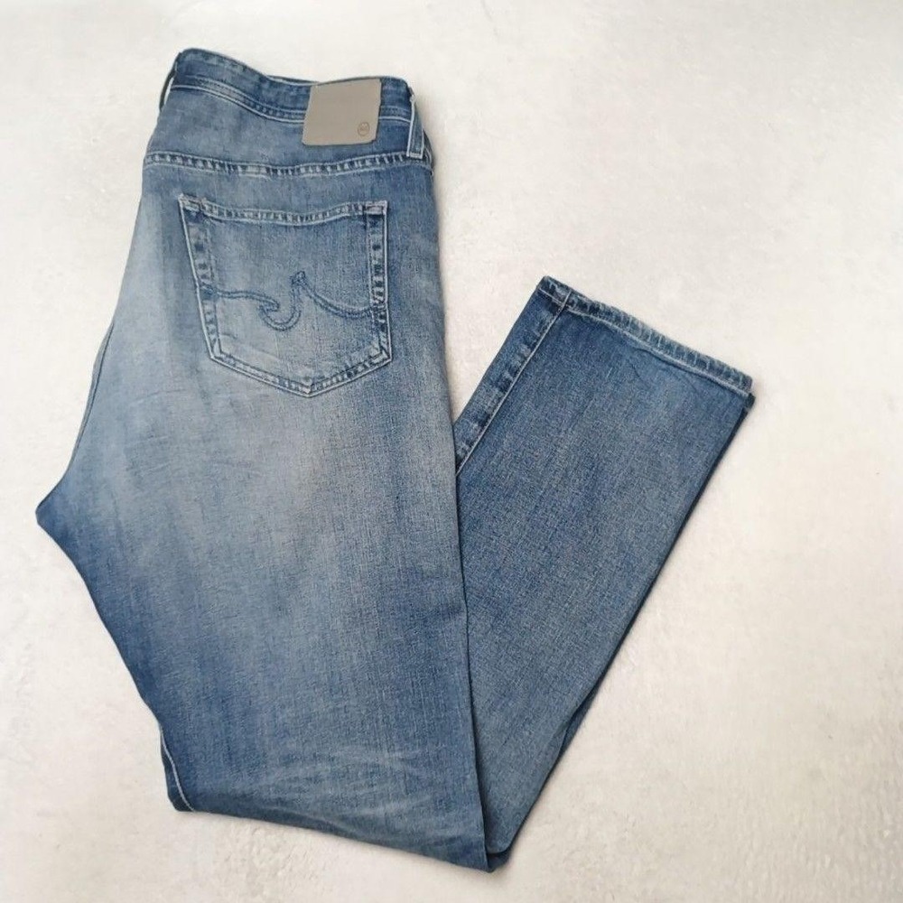 AG Adriano Goldschmied Jeans Mens 38x33 Blue Everett Slim Straight Light Wash